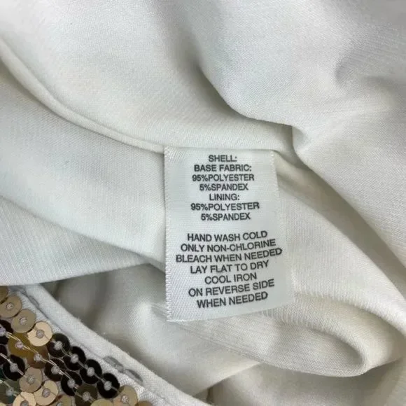 White House Black Market Sequin Dress Gold and Silver Chevron Zig Women’s Medium - Picture 12 of 13